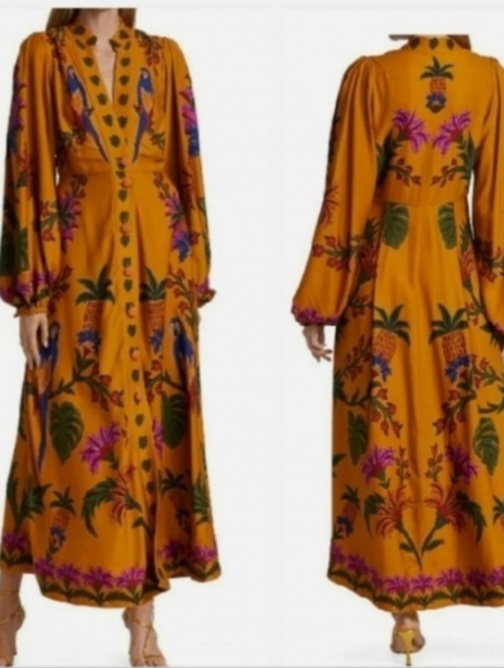 NWT FARM RIO | $285 Yellow Tropical Tapestry Maxi Dress - Picture 6 of 12